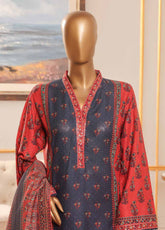 Bin Saeed Fabric - NSM-046-EMB R-64-3 Piece Chikankari Stitched Suit